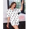 Ekouaer Womens Silk Satin Pajama Set, 2 Piece Heart Embroidery Short Sleeve Button Down Pjs Set for Bridal Party(Leopard Bow)