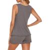 Ekouaer Womens Sleeveless Pajamas Set Casual Sleepwear Soft Pj Sets Tank Top and Shorts 2 Piece Loungewear for Summer S-XXL(Dark Grey)