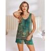 Ekouaer Womens Sleeveless Pajamas Set Casual Sleepwear Soft Pj Sets Tank Top and Shorts 2 Piece Loungewear for Summer S-XXL(Green Flower)