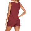 Ekouaer Womens Sleeveless Pajamas Set Casual Sleepwear Soft Pj Sets Tank Top and Shorts 2 Piece Loungewear for Summer S-XXL(Wine Red)
