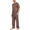 Ekouaer Mens Silk Satin Pajama Set Short Sleeve Sleepwear Silky Loungewear with Long Pants(Geometric Gold)