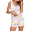 Ekouaer Womens Sleeveless Pajamas Set Casual Sleepwear Soft Pj Sets Tank Top and Shorts 2 Piece Loungewear for Summer S-XXL(Purple Blue Tie Dye)