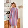 Ekouaer Women’s Nightgown V Neck Striped Button Down Sleepwear 3/4 Sleeves Nightshirts Soft Button Sleep Dress S-XXL(Blue Pink Stripes)