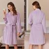 Ekouaer Women’s Velour Bathrobe – Knee Length, Warm, Plush, Long Sleeve Lounge Robe(Light Purple)