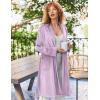 Ekouaer Women’s Velour Bathrobe – Knee Length, Warm, Plush, Long Sleeve Lounge Robe(Light Purple)