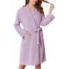Ekouaer Women’s Velour Bathrobe – Knee Length, Warm, Plush, Long Sleeve Lounge Robe(Light Purple)