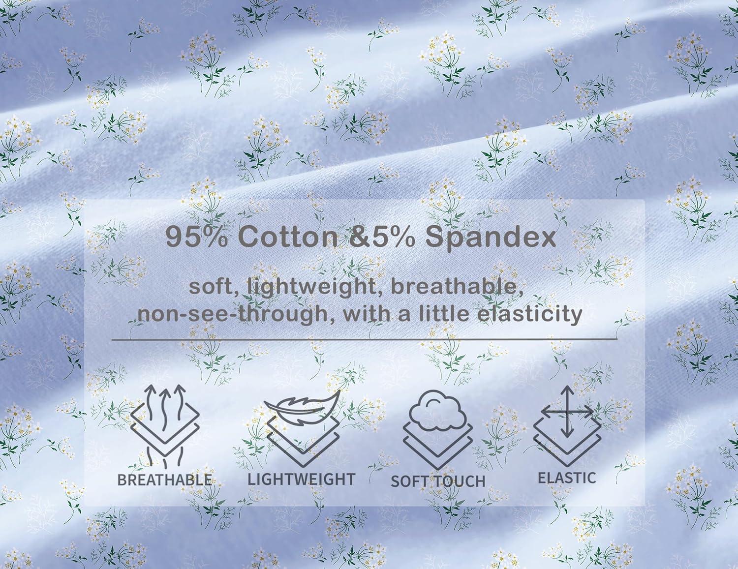 imageEkouaer Cotton Nightgowns for Women Vintage Victorian Nightgown Short Sleeve Lace Night Gown Long Nightdress Soft NightshirtBlue Flowers