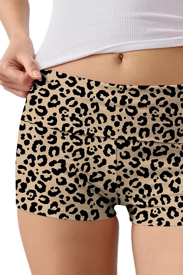 imageEkouaer Womens Fold Over Shorts Sexy Low Waist Lounge Shorts Y2K Pajama Micro Bottoms Summer Foldover Sleep ShortsLeopard