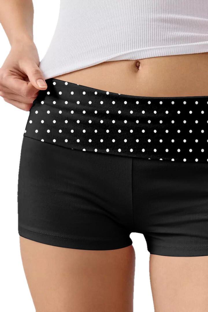 imageEkouaer Womens Fold Over Shorts Sexy Low Waist Lounge Shorts Y2K Pajama Micro Bottoms Summer Foldover Sleep ShortsPolka Dots