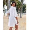 Ekouaer Bathing Suit Cover Up for Women V Neck Button Down Swimsuit Coverup Beach Dress Shirt S-3XL(White-new Fabric)