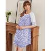 Ekouaer Cotton Nightgowns for Women Short Sleeve Sleep Shirts Crew Neck Night Shirts Soft Color Block Night Gown(Floral Purple)