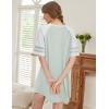 Ekouaer Cotton Nightgowns for Women Short Sleeve Sleep Shirts Crew Neck Night Shirts Soft Color Block Night Gown(Light Green)