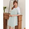 Ekouaer Cotton Nightgowns for Women Short Sleeve Sleep Shirts Crew Neck Night Shirts Soft Color Block Night Gown(Light Green)