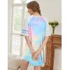 Ekouaer Cotton Nightgowns for Women Short Sleeve Sleep Shirts Crew Neck Night Shirts Soft Color Block Night Gown(Tie Dye Pink)