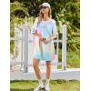 Ekouaer Cotton Nightgowns for Women Short Sleeve Sleep Shirts Crew Neck Night Shirts Soft Color Block Night Gown(Tie Dye Pink)