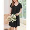 Ekouaer House Dress for Women with Pockets Short Sleeve Moo Moos Plus Size Nightgowns Floral Print Mumu Dresses(Black)