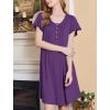 Ekouaer House Dress for Women with Pockets Short Sleeve Moo Moos Plus Size Nightgowns Floral Print Mumu Dresses(Deep Purple)