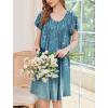 Ekouaer House Dress for Women with Pockets Short Sleeve Moo Moos Plus Size Nightgowns Floral Print Mumu Dresses(Floral Blue Green)