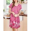 Ekouaer House Dress for Women with Pockets Short Sleeve Moo Moos Plus Size Nightgowns Floral Print Mumu Dresses(Flower Pink)