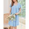 Ekouaer House Dress for Women with Pockets Short Sleeve Moo Moos Plus Size Nightgowns Floral Print Mumu Dresses(Lignt Blue)