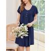 Ekouaer House Dress for Women with Pockets Short Sleeve Moo Moos Plus Size Nightgowns Floral Print Mumu Dresses(Navy Blue)