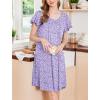Ekouaer House Dress for Women with Pockets Short Sleeve Moo Moos Plus Size Nightgowns Floral Print Mumu Dresses(Small Florals Purple)