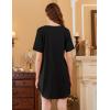 Ekouaer Nightgowns for Women 3 Pack Sleep Shirts Short Sleeve Nightshirt Pullover Nightdress Soft Sleepwear S-XXXL(Black/Light Grey/Leopard)