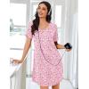 Ekouaer Nightgowns for Women Bamboo Viscose Sleep Shirts Short Sleeve Night Shirts Casual Sleep Dress Soft Sleepwear(Pink Floral)