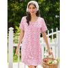 Ekouaer Nightgowns for Women Bamboo Viscose Sleep Shirts Short Sleeve Night Shirts Casual Sleep Dress Soft Sleepwear(Pink Floral)