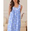 Ekouaer Nightgowns for Women Cotton Long Night Gown Sleeveless Sleep Dress Victorian Nightdress Ladies Sleepwear S-XXXL(Blue White Birds)