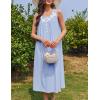 Ekouaer Nightgowns for Women Cotton Long Night Gown Sleeveless Sleep Dress Victorian Nightdress Ladies Sleepwear S-XXXL(Light Blue)