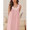 Ekouaer Nightgowns for Women Cotton Long Night Gown Sleeveless Sleep Dress Victorian Nightdress Ladies Sleepwear S-XXXL(Light Pink)