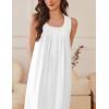 Ekouaer Nightgowns for Women Cotton Long Night Gown Sleeveless Sleep Dress Victorian Nightdress Ladies Sleepwear S-XXXL(White)