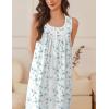 Ekouaer Nightgowns for Women Cotton Long Night Gown Sleeveless Sleep Dress Victorian Nightdress Ladies Sleepwear S-XXXL(White Blue Florals)