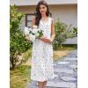 Ekouaer Nightgowns for Women Cotton Long Night Gown Sleeveless Sleep Dress Victorian Nightdress Ladies Sleepwear S-XXXL(White Purple Florals)