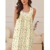 Ekouaer Nightgowns for Women Cotton Long Night Gown Sleeveless Sleep Dress Victorian Nightdress Ladies Sleepwear S-XXXL(Yellow Green Leaf)