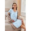 Ekouaer Nursing Nightgown Labor and Delivery Gown Hospital Breastfeeding Dress for Women Short Sleeve Maternity Sleepwear(Blue Star)