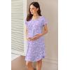 Ekouaer Nursing Nightgown Labor and Delivery Gown Hospital Breastfeeding Dress for Women Short Sleeve Maternity Sleepwear(Floral Purple)