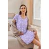 Ekouaer Nursing Nightgown Labor and Delivery Gown Hospital Breastfeeding Dress for Women Short Sleeve Maternity Sleepwear(Floral Purple)