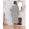 Ekouaer Women’s Bathrobe Plush Warm Fuzzy Jacquard Robe Color Block Long Soft Fleece House Robes Light Grey L