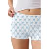 Ekouaer Womens Fold Over Shorts Sexy Low Waist Lounge Shorts Y2K Pajama Micro Bottoms Summer Foldover Sleep Shorts(Blue Bow)