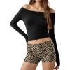 Ekouaer Womens Fold Over Shorts Sexy Low Waist Lounge Shorts Y2K Pajama Micro Bottoms Summer Foldover Sleep Shorts(Leopard)