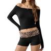 Ekouaer Womens Fold Over Shorts Sexy Low Waist Lounge Shorts Y2K Pajama Micro Bottoms Summer Foldover Sleep Shorts(Leopard and Black)