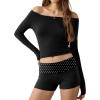 Ekouaer Womens Fold Over Shorts Sexy Low Waist Lounge Shorts Y2K Pajama Micro Bottoms Summer Foldover Sleep Shorts(Polka Dots)