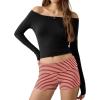 Ekouaer Womens Fold Over Shorts Sexy Low Waist Lounge Shorts Y2K Pajama Micro Bottoms Summer Foldover Sleep Shorts(Red Stripe)