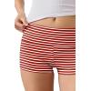 Ekouaer Womens Fold Over Shorts Sexy Low Waist Lounge Shorts Y2K Pajama Micro Bottoms Summer Foldover Sleep Shorts(Red Stripe)