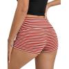 Ekouaer Womens Fold Over Shorts Sexy Low Waist Lounge Shorts Y2K Pajama Micro Bottoms Summer Foldover Sleep Shorts(Red Stripe)