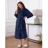 Ekouaer Women’s Robe Long Plush Soft Bathrobe Jacquard Color Block Robes Shawl Collar Sleepwear with Pockets