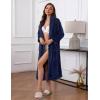 Ekouaer Women’s Robe Long Plush Soft Bathrobe Jacquard Color Block Robes Shawl Collar Sleepwear with Pockets