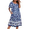 Ekouaer House Dress for Women with Pockets Short Sleeve Moo Moos Plus Size Nightgowns Floral Print Mumu Dresses(Bohemian Flowers Blue)